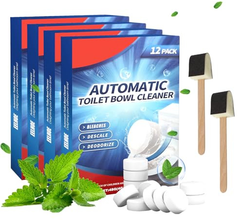48 Pezzi Pastiglie Cassetta WC Pastiglie per Cassetta di Risciacquo per il Disincrostante Pastiglies Pulizia del WC, Detergenti WC Extra Forti Prevenire l'odore Con 2 Scopini