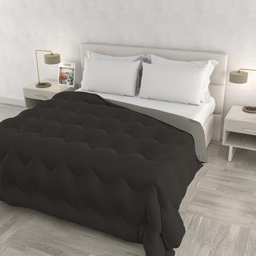 Trapunta invernale ZOE Made in Italy bicolore doubleface, piumone imbottito 250 gr - Trapunta letto Matrimoniale 250x250 cm - Lavabile in Lavatrice - CIOCCOLATO/SABBIA
