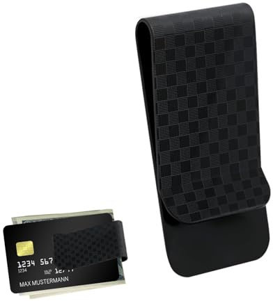 Noenaeni Carbon Fibre Wallet Money Clip for Men, Black, 1PCS