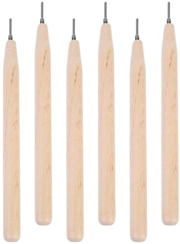 COHEALI 6pcs Paper Quilling Pen Set for DIY Craft Projects and Bookbinding | Wood and Stainless Steel, Wide Slotted Tip, Comfortable Grip, Khaki Finish, for Paper Flowers and Origami