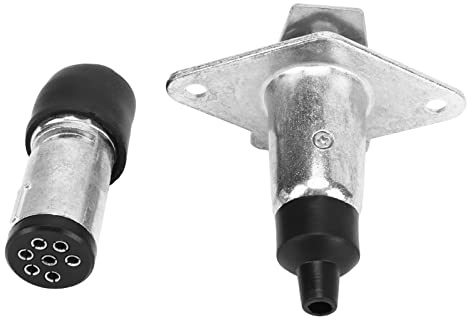 HUIOP Adaptador de Enchufe de 7 Pines, Juego de Accesorios de Metal para Remolque con Bloques de Terminales Ocultos, Cubierta de Resorte y Alta Resistencia Al Polvo.Fácil Instalación