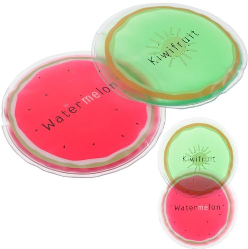 Yardwe Lot de 4 Packs de Glace en Gel Réutilisables Compresses Froides Mini pour Garçon et Filles Motif Fruits PVC Solide Apaisant Muscles et Articulations Sport et Soins à Domicile