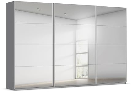 Rauch Möbel KULMBACH, Schwebetürenschrank, Grau metallic, Breite 360 cm | Kleiderschrank mit Schwebetüren, Schiebetüren, 3-türig, mit Spiegel, Zubehör Classic, Schlafzimmer, Jugendzimmer, Garderobe