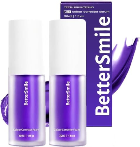 V34 Farbkorrektur,lila Zahnaufhellung Zahnpasta,2PCS Color Corrector Zahnaufhellung Zahnpasta,Zahnpasta Weisse Zähn,Lila Zahnpasta für Zahnfleckenentfernung,Teeth Whitening Toothpaste für Gelbe Zähne