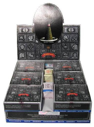 Expositor de 12 cajas de 12 conos de incienso Nag Champa Satya Super Hit