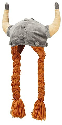 Euro Souvenirs 32187 Mütze Wikinger Helm mit Zöpfen 55 cm