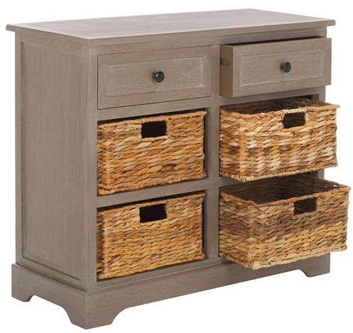 SAFAVIEH Home Collection Herman White Wash 6-Drawer Wicker Basket Storage Unit, Fully Assembled (AMH5702G)