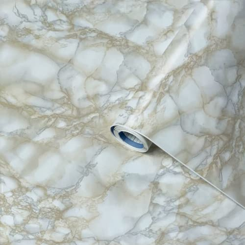 Venilia Klebefolie Marmor-Optik Weiß, Marmorstein Folie, Granit-Marmor-Look, Dekofolie, Möbelfolie, Tapeten, Selbstklebende Folie, 67,5cm x 2m, 95µm (Stärke: 0,095 mm), 53361