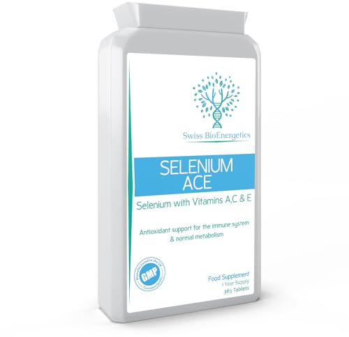 Selenium ACE 50mcg 365 Tablets - 1 Year Supply of Balanced Formula Selenium with Vitamins A, C & E – Supports The Immune System & Provides Key Antioxidants