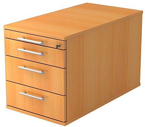 Rollcontainer TC mit 3 Schubladen, 42,8 x 80 x 51,2 cm, Buche, Relinggriff