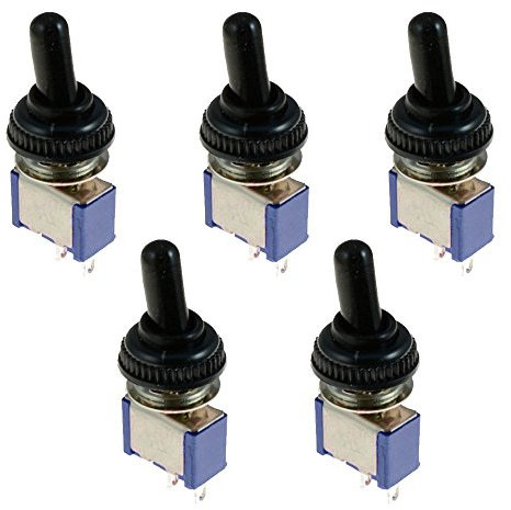 Mintice™ 5 Stück Blau Kfz Auto Ein/Aus 2 Polig Mini Kippschalter Instrumententafel Wippschalter wasserdicht Knopf Abdeckung Kappe