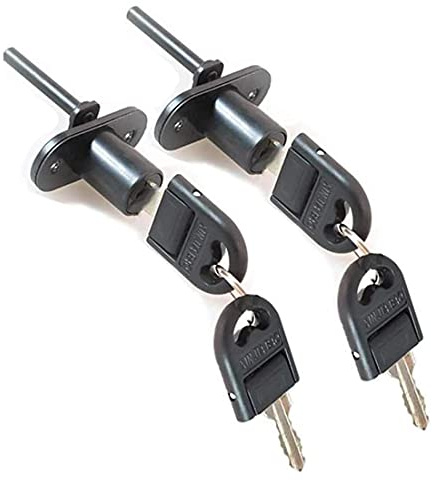 HOWDIA 2 Pcs Drawer Lock Cabinet Locks with Keys, Zinc Alloy Desk Locks File Cabinet Lock for Furniture Locker Showcase, Locking Rod Length 40mm, Cylinder Diameter 16mm (Black, Keyed Different)