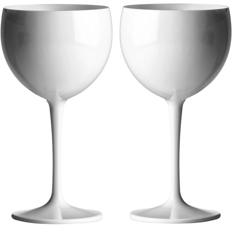 AIOS Unbreakable Polytcarbonate White Copa Balloon Gin Glasses (400ml). Set of 2. Ideal for barbecues,Camping, hot tubs. Safer Than Glass Without compromising Quality or Feel.