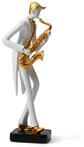 Amoy-Art Musico Decorativa Figura Piano Escultura Regalo Modern Estatua Saxofón Figure Interior Salon Arte Resina Decoración del Hogar 22cm