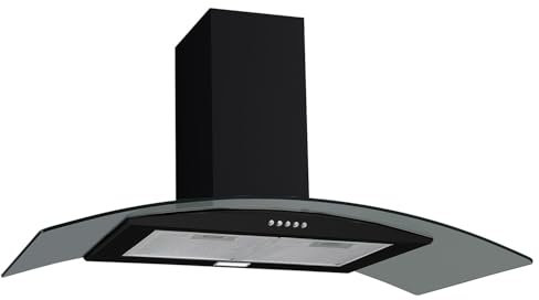 electriQ 90cm Curved Glass Cooker Hood - Black