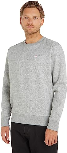 Tommy Jeans Tjm Regular Fleece C Neck DM0DM09591 Herr Tröja, Grå, XL