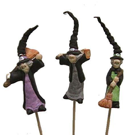 Hexen am Holzstab / 12er Set/ca. 8cm + Stab/Herbstdeko/Halloween Hexe