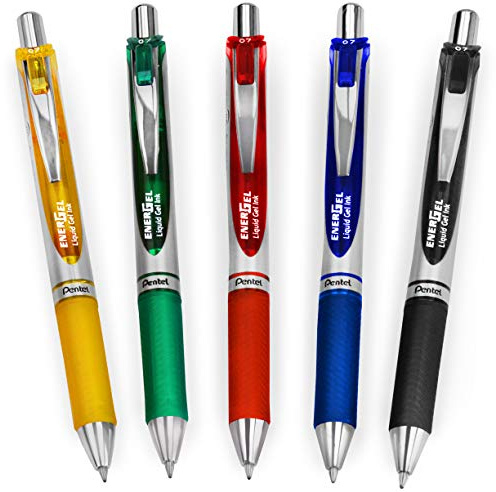 Pentel EnerGel XM BL77 Gelschreiber, einziehbar, 0,7 mm, 54 % recycelt, 5 Stück