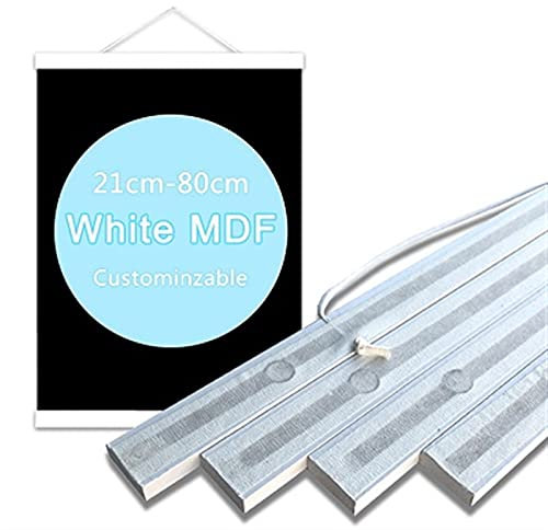 Schwarze Walnussmagnetische Plakathänder BRAMES 7 Farben Holz Solid Hängen Foto Bilderrahmen Scroll Wandkunst Malerei Rahmen (Color : WHITE MDF, Size : 80cm long)