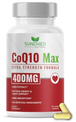 Sundhed Natural CoQ10 400mg, Coenzyme Q10 Supplement, 60 Vegan Capsules