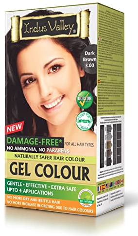 Gel Dark Brown 3.0 Hair Dye Colour Colouring Kit (1 Full Kit) by Indus Valley
