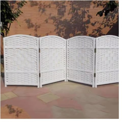 GOCHUSX Freestanding Folding Privacy Screen, 3/4/5 Panel Wooden Room Divider, Indoor Outdoor Movable Protective Separator Partition Decorative(White,60x30cm-5PCS)