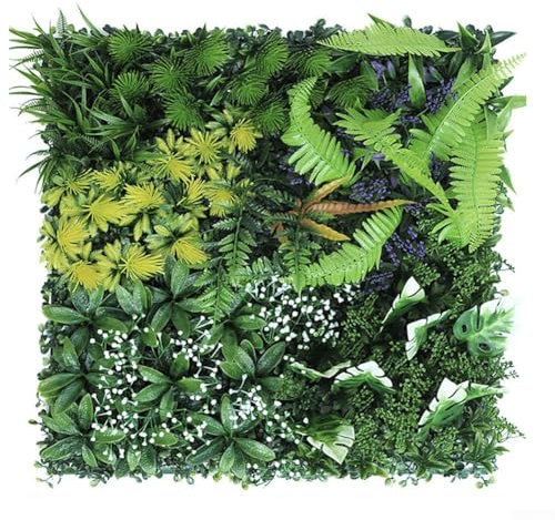 FUBESK Artificial Hedges Panels Garden Privacy Screening, Artificial Wall Panels, Square Faux Plant Wall Backdrop for Home Garden Backyard Decoration, 50×50cm(3#)