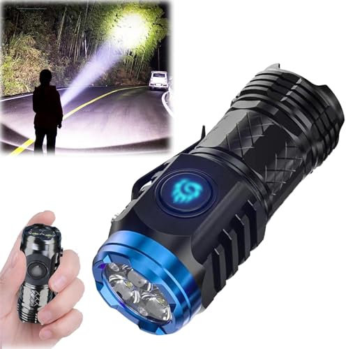 Hehimin Three-Eyed Monster Mini Flashlight,Ultra Bright Portable Small LED Flashlight,Super Bright Mini Torch,Portable Flashlight,Waterproof Pocket Torch for Outdoor (Black)