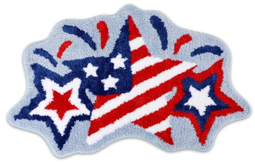 Badematte 4. Juli, patriotischer Teppich, Sterne, getufteter Teppich, rutschfeste Bodenmatte für Badezimmerteppich, weich, saugfähig, Badezimmerdekoration, Unabhängigkeitstag, Badteppich, 80 x 50 cm
