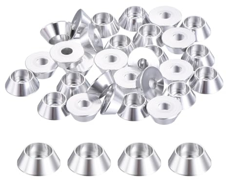 QUARKZMAN M4 Arandelas Cónicas, Arandelas de Cabeza de Copa de Aluminio Anodizado para Tornillo RC/FPV/PC/Dron/Accesorios de Modelos Mecánicos, Paquete de 30 (Plata)