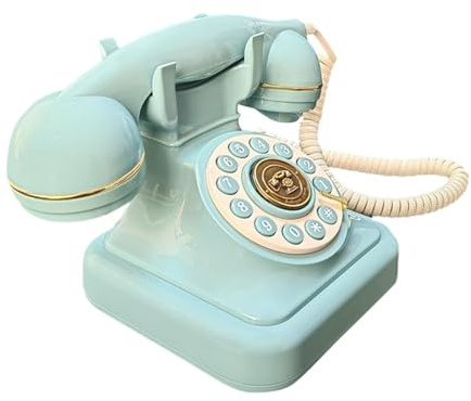 Colcolo Audio Guest Book Wedding Phone Old Phone Recorder with Rotation Dial Decorative Audio Guestbook Telephone for Birthday Decor, Blue