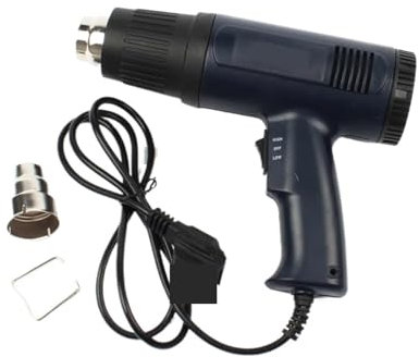 Heat Gun Electric Heat Gun Hot Air Gun 1500W Dual Temperature Metal Nozzle Adjustable Electric Power Tools Green Navy Color For Shrinking PVC, Crafts, Paint Stripping, Car Fi(Blue)