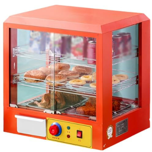 CASEGO Réchauffeur de Nourriture de comptoir Vitrine Chaude Commerciale Réchauffeur de Tarte Réchauffeur de pâtisserie de Pizza de Chauffage 3D avec Appareil de Cuisine (Orange)