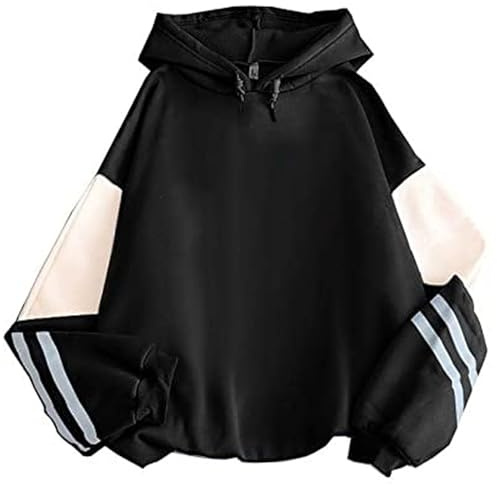 PANOZON Femme Sweat à Capuche Hoodie Couleur Patchwork Y2K Harajuku Sweatshirts Manches Longues Automne et Hiver avec Plus de Velours(S,A-Noir)