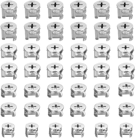 100 Stück Exzenter Möbelverbinder, 4 Größen von Nockenmuttern, Möbelverbinder aus Kohlenstoffstahl, Kontermutter für Schrank-, Schubladen-, Kommoden- und Garderobenmöbelplatten