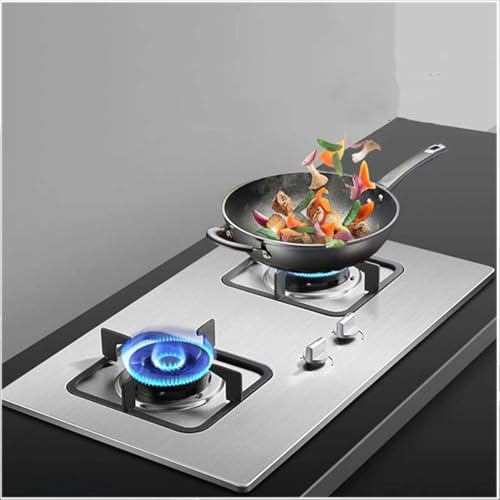 THEGA Fornello A Gas Portatile 2 Fuochi - Fornello A Gas in Acciaio Inossidabile da 4,2 KW, Cucine A Gas da Tavolo E da Incasso, Stufa A Gas Naturale per Uso Domestico Stufa A Gas Liquefatto(NG)