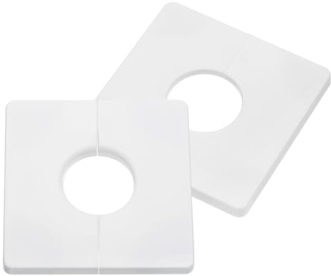 QUARKZMAN 2Pcs Square Shaped Escutcheon Plate 33mm Diameter White | ABS Plastics, Wall Split Flange, Wall-Mounted Pipe Mouth Decorative Cover