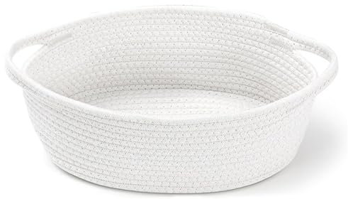 Aufbewahrungskorb Geflochten, Korb Baumwollseil Gewebt, Aufbewahrungs korb Baby für Windeln, Handtücher, Snacks, Hundespielzeug, für Zuhause und Reisen, Weiß