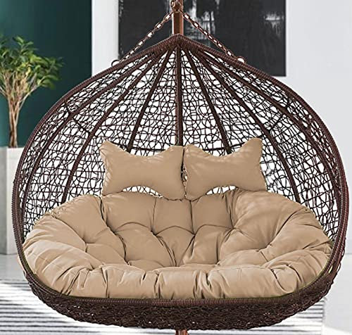 Double Seater Swing Chair Cushions Thickened Hanging Egg Swing Seat Cushion for Garden Washable Grey 140x110cm (55x43inch) 2 Person Hammock Chair Accessories