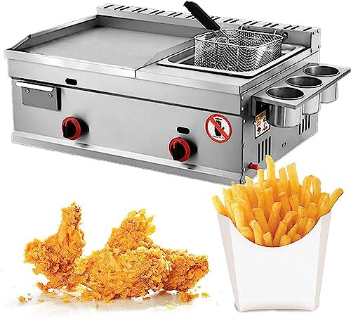 SFNIOKFG Friggitrice a Gas Commerciale Friggitrice in Acciaio Inox, friggitrice a Gas in Acciaio Inox, friggitrice a Gas GPL Commerciale Friggitrice con cestello per Ristorante Commerciale