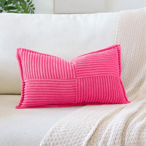 Artscope Ein Cord Kissenbezug Kordsamt Kissenhülle Zierkissenbezug 40x60 cm Dekokissen Sofakissen Couchkissen Dekorative Weiche Kissen für Sofa Wohnzimmer Zuhause Schlafzimmer, Rose Rosa