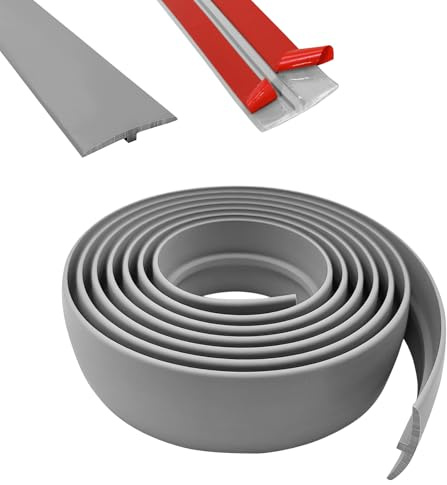 Aartner 2M/3M PVC Floor Transition Strip Laminate Floor Cover Joining Strips Self Adhesive PVC Floor Door Divider Strip Flat Laminate Profile Flooring Edge Trim Door Bar (Gray, 3M)