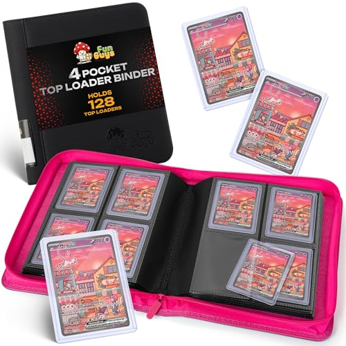 FunGuys Classeur à chargement par le haut, 128 classeurs Pokémon à 4 poches, collection de cartes, MTG, TCG, dossiers pour cartes à collectionner