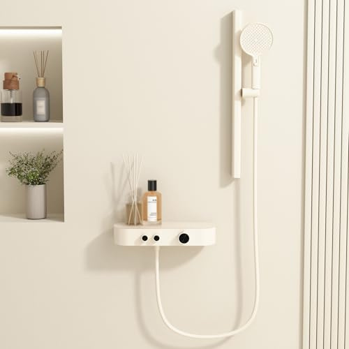 XDSMB Grifo Bañera y Ducha de Pared 2 Agujeros Grifos Duchas de Baño Monomando Latón,Leche Blanca