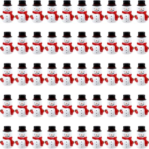 GW Box 50 Pcs Mini Christmas Snowman Figurines Resin Snowman Ornaments Desktop Small Snowman Ornament for Miniature Xmas Tabletop Decor