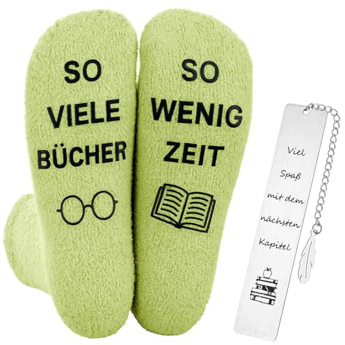 Geyoga Geschenke für Leseratten Bücher Socken mit Lustige Spruch Bücherfreaks Metall Lesezeichen Spirituelle Geschenke für Bücherwürmer Frauen Männer Lehrer Buchliebhaber Weihnachten Geburtstag(Grün)