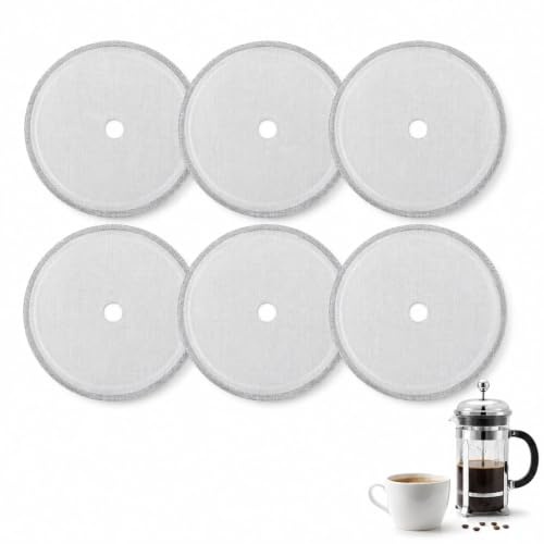 Livawnd 6 Pack French Press Replacement Filter Screen,Reusable Stainless Steel Mesh Filters for Universal 1000 ml / 34 oz / 8 Cup French Press Coffee Makers