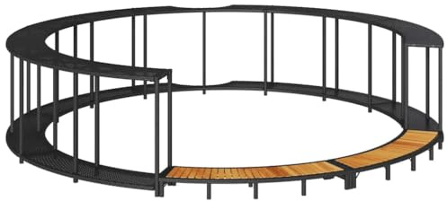 Nqyjm Whirlpool-Umrandung mit Stauraum Holztreppe Schwarz Poly Rattan für Pools