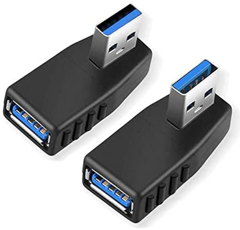 EasyULT USB 3.0 adaptateurs[2-Pièces],90 degrés à Angle Droit mâle à Femelle Adaptateur USB 3.0(Compris Angle Gauche et Angle Droit Adaptateur)