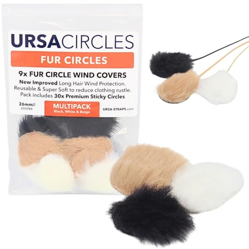 URSA Fellkreise Mini-Windschutzscheiben für Lavalier-/Ansteckmikrofone Reduziert Windgeräusche und Rascheln von Kleidung. Kompatibel mit Sennheiser, Rode, Sanken, Tascam und mehr (9 Stück, Multipack)